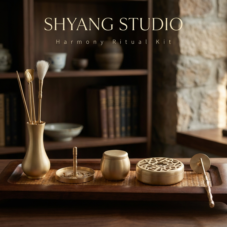 Harmony Ritual Kit by Shyang Studio – Complete Incense Burning Set with Burner, Seal Stamps and Ash Tamper