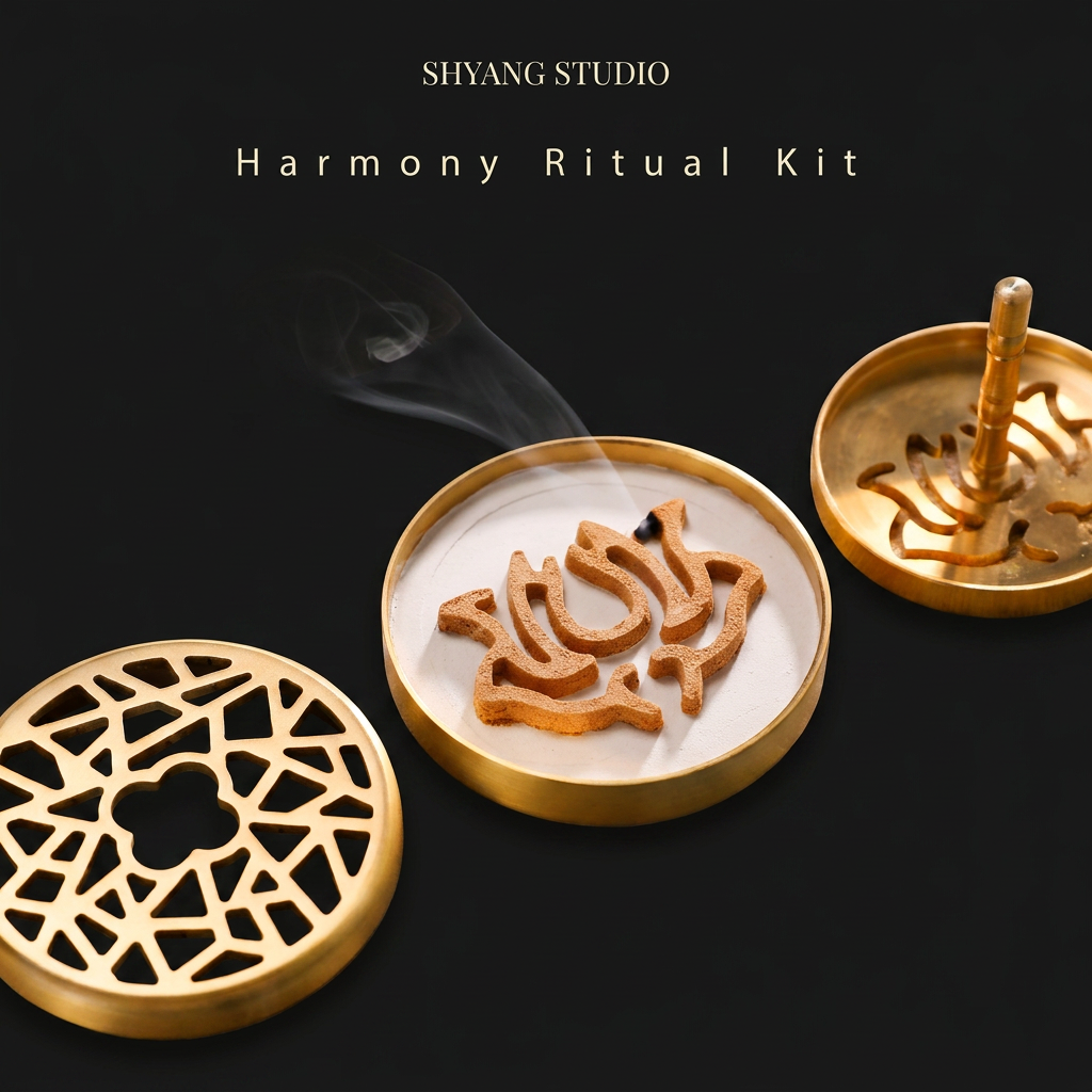 Harmony Ritual Kit by Shyang Studio – Complete Incense Burning Set with Burner, Seal Stamps and Ash Tamper