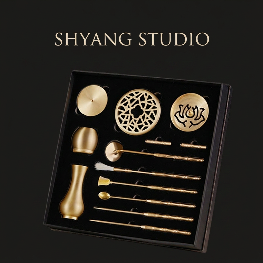 Harmony Ritual Kit by Shyang Studio – Complete Incense Burning Set with Burner, Seal Stamps and Ash Tamper