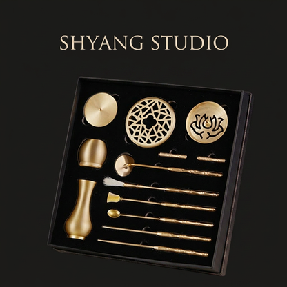Harmony Ritual Kit by Shyang Studio – Complete Incense Burning Set with Burner, Seal Stamps and Ash Tamper