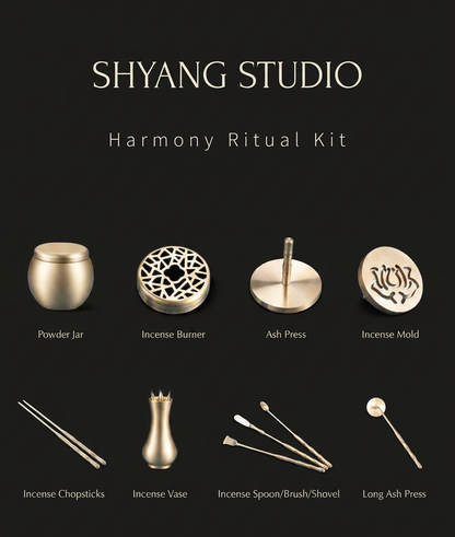 Harmony Ritual Kit by Shyang Studio – Complete Incense Burning Set with Burner, Seal Stamps and Ash Tamper